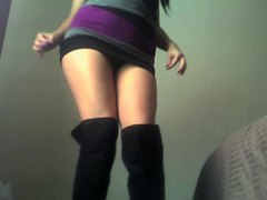 FuckingChickas presents: Boots and tiny dress look good on dancer
