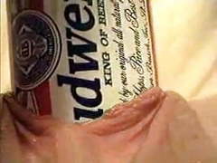 FuckingChickas presents: Extreme object insertion using a budweiser beer can