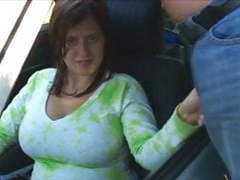 FuckingChickas presents: Busty boobiekat car blowjob through window