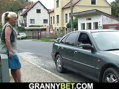 FuckingChickas presents: He picks up old blonde from the street and doggy-fucks
