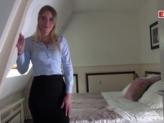 FuckingChickas presents: German female real estate agent secretary in pantyhose fuck