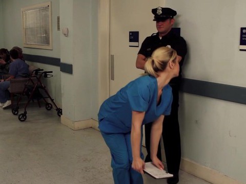 FuckingChickas presents: Nurse tara lynn fox drops on her knees to give a sloppy blowjob