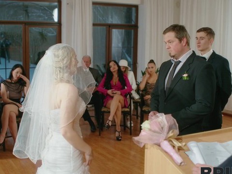 FuckingChickas presents: Dirty bride kristy waterfall rides a lover while people watch