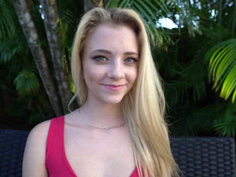 FuckingChickas presents: Blonde neighbor riley star wants into the pool and offers her pussy