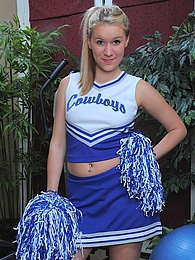 FuckingChickas presents: Cheerleader Kristi Kay drops pompoms and gets naked