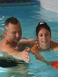 FuckingChickas presents: Brunette teenage beauty fucked by a horny swim teaching paps