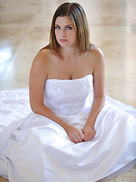 FuckingChickas presents: Busty glamorous amateur Danielle models wedding gown indoors & by the pool