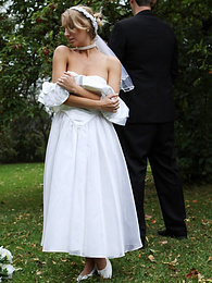 FuckingChickas presents: Blonde bride Hayley Marie Coppin gets naked on a lawn while taking her vows