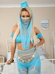 FuckingChickas presents: Lauren Louise from Layered-Nylons as a sexy genie wearing sheer pantyhose over white stockings