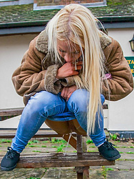 FuckingChickas presents: Blond hungarian cutie Kiara Lord strips and presents her amazing boobs and ass outdoors